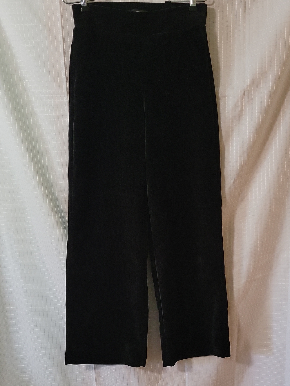 LOFT Black Ribbed Velour Wide-Leg Pants, Size S